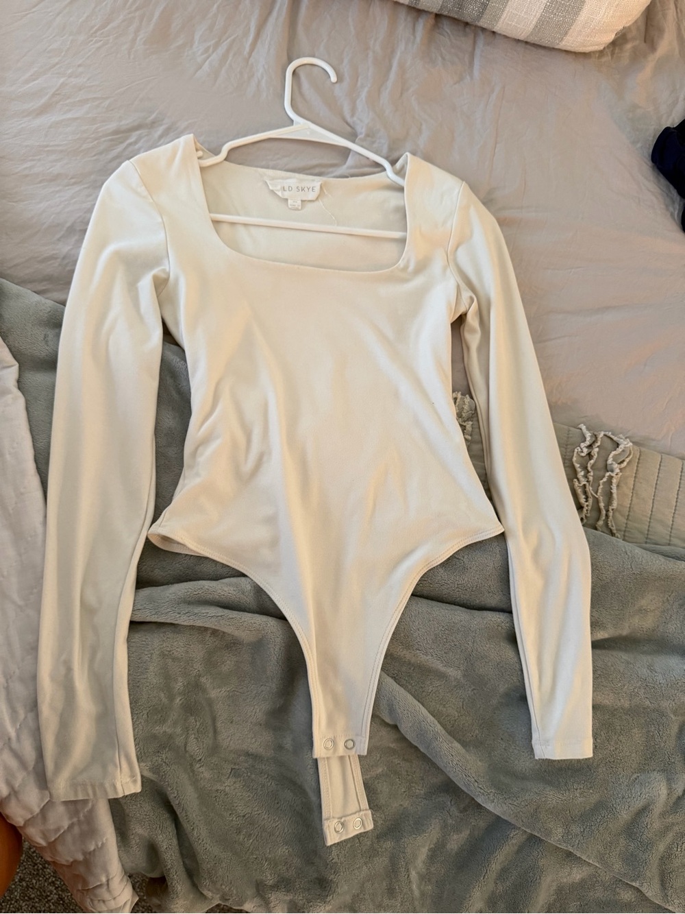 Gold Skye Ivory Long-Sleeve Square-Neck Bodysuit